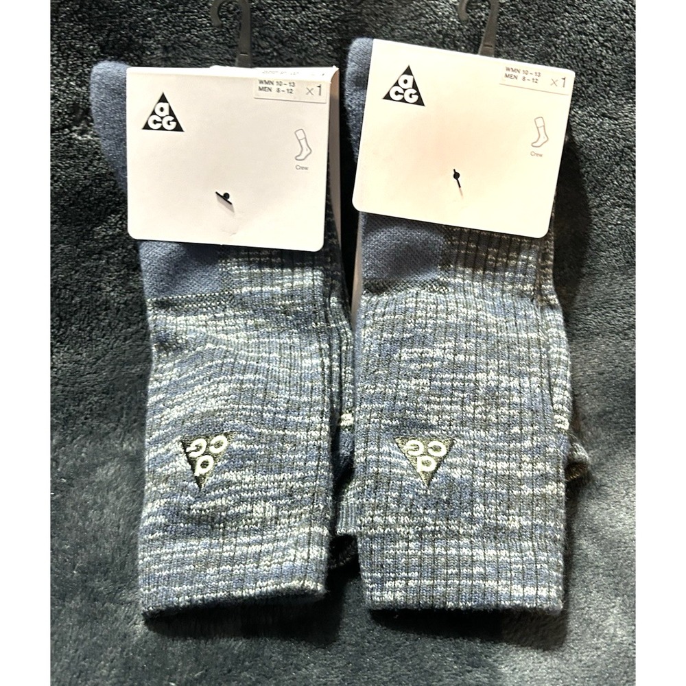 Nike Lot of 2 Crew ACG Men's Large FB3341-437 Socks-Blue (SC1)